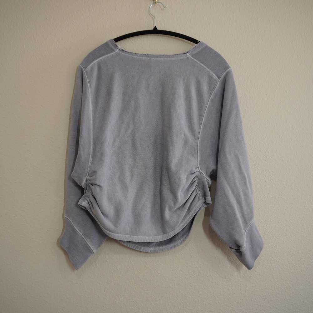 FP Movement Size Small Purple Grey Sweatshirt Ruched Side Cropped Oversized - Picture 9 of 9